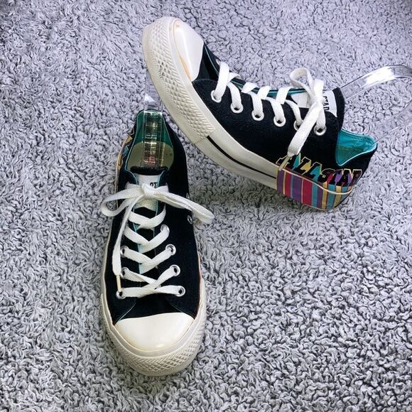 CONVERSE Chuck Taylor All Star M6/W8 Black White Rainbow Low Sneakers - Picture 1 of 12